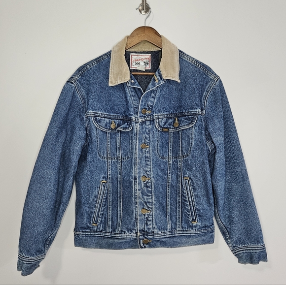 Lee Other - Vintage Lee Storm Rider Denim Jacket Blanket Lined Corduroy Collar Medium